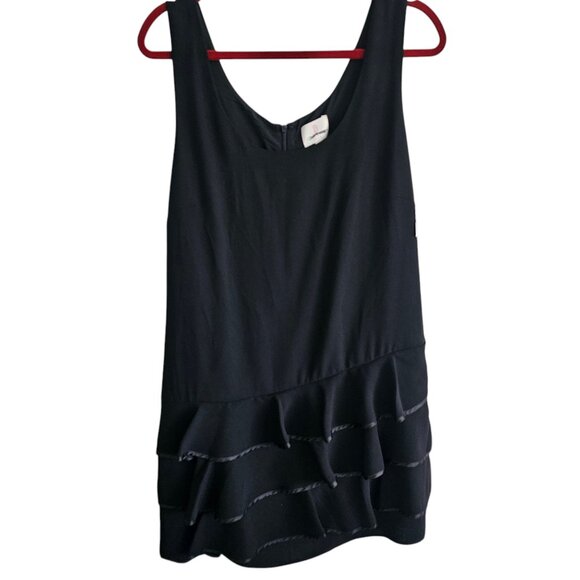 Julie Brown Size 12 Ruffle Black Dress Classic Minimal Timeless Sleeveless - Picture 2 of 7